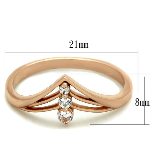 TS283 - Rose Gold 925 Sterling Silver Ring with AAA Grade CZ in Clear-1