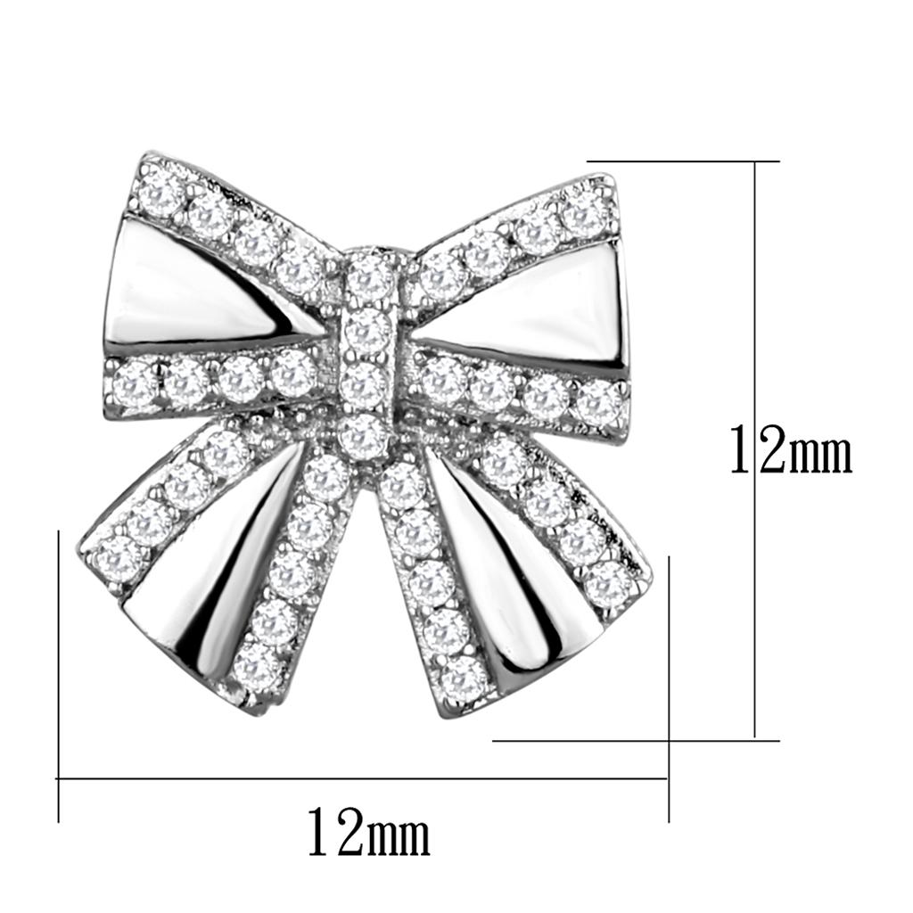 TS287 - Rhodium 925 Sterling Silver Earrings with AAA Grade CZ in Clear-1