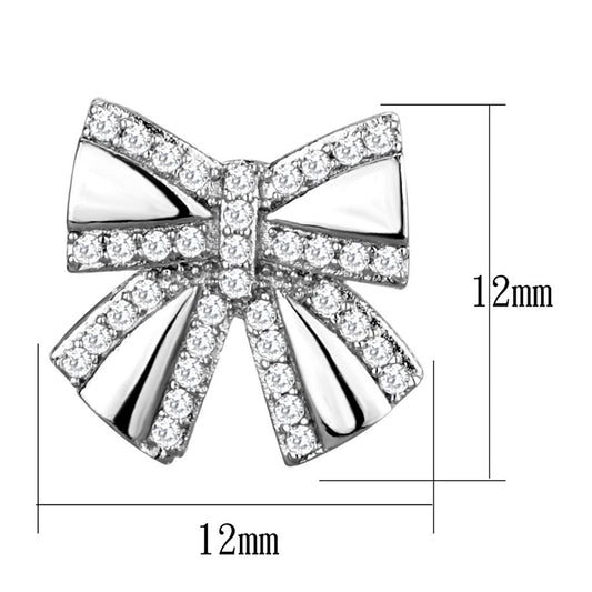 TS287 - Rhodium 925 Sterling Silver Earrings with AAA Grade CZ in Clear-1