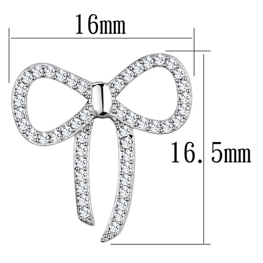 TS289 - Rhodium 925 Sterling Silver Earrings with AAA Grade CZ in Clear-1