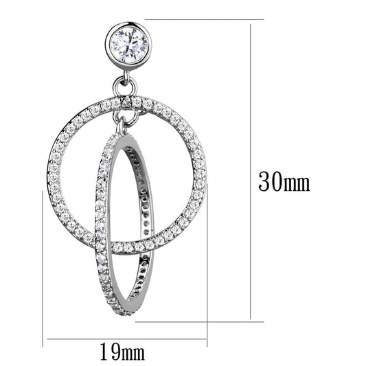 TS294 - Rhodium 925 Sterling Silver Earrings with AAA Grade CZ in Clear-1