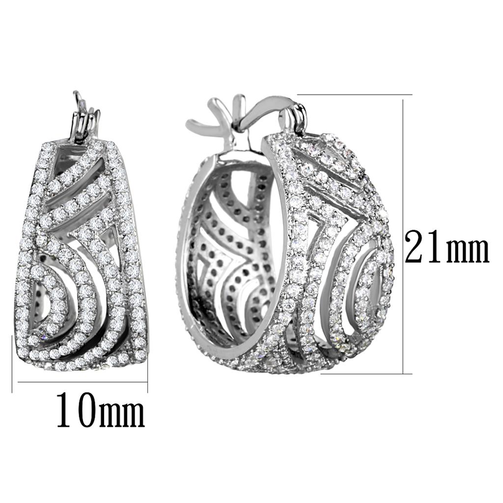 TS296 - Rhodium 925 Sterling Silver Earrings with AAA Grade CZ in Clear-1