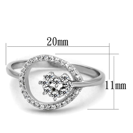 TS307 - Rhodium 925 Sterling Silver Ring with AAA Grade CZ in Clear-1