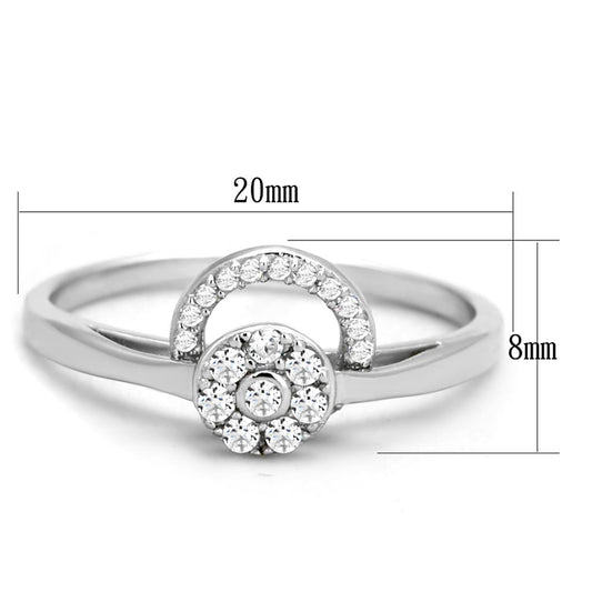 TS310 - Rhodium 925 Sterling Silver Ring with AAA Grade CZ in Clear-1