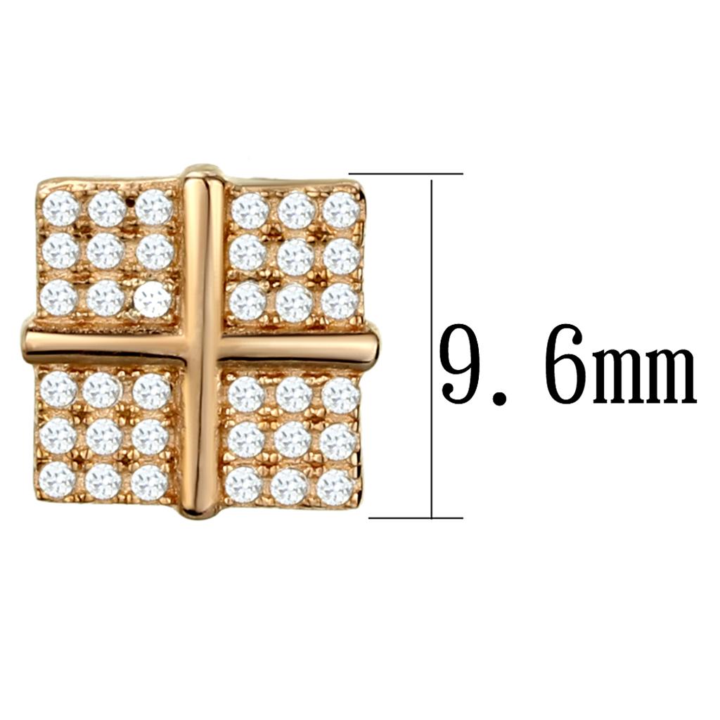 TS322 - Rose Gold 925 Sterling Silver Earrings with AAA Grade CZ in Clear-1