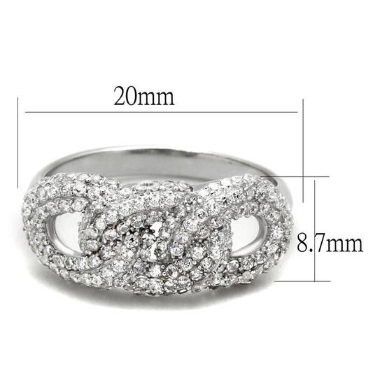 TS334 - Rhodium 925 Sterling Silver Ring with AAA Grade CZ in Clear-1