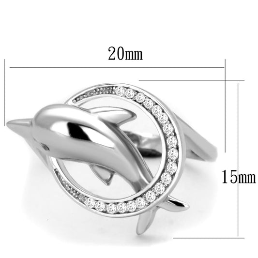 TS343 - Rhodium 925 Sterling Silver Ring with AAA Grade CZ in Clear-1