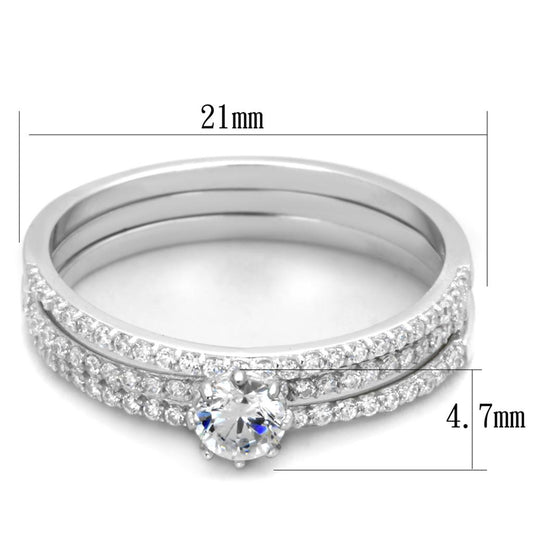 TS347 - Rhodium 925 Sterling Silver Ring with AAA Grade CZ in Clear-1