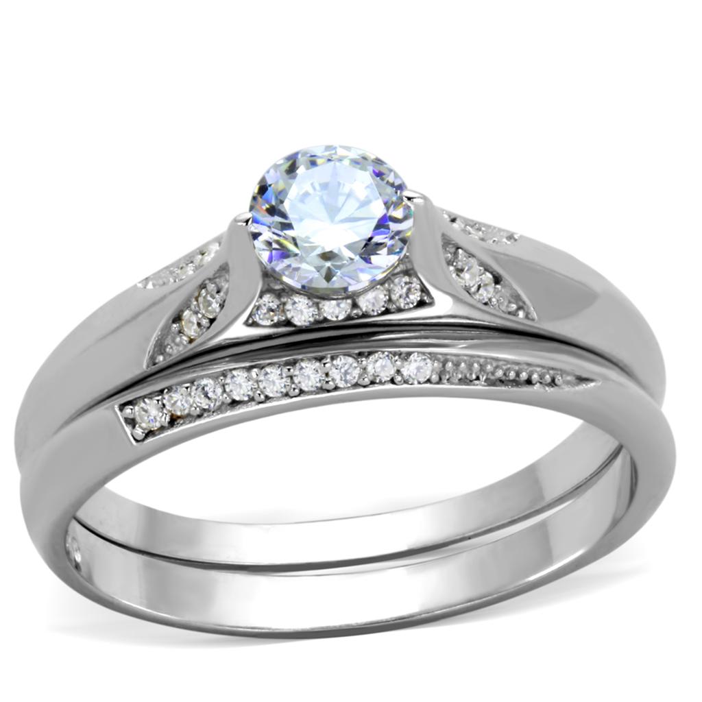 TS348 - Rhodium 925 Sterling Silver Ring with AAA Grade CZ in Clear-4