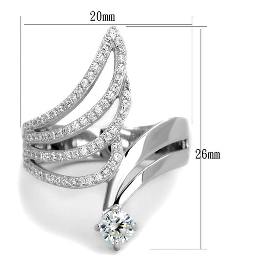 TS356 - Rhodium 925 Sterling Silver Ring with AAA Grade CZ in Clear-1