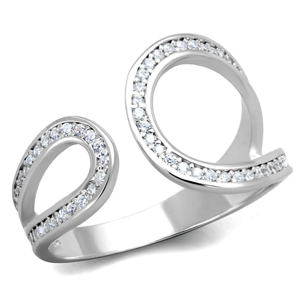 TS359 - Rhodium 925 Sterling Silver Ring with AAA Grade CZ in Clear-4