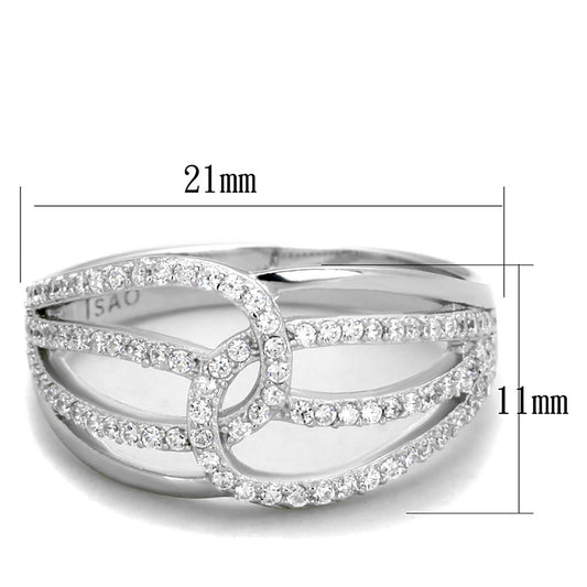 TS363 - Rhodium 925 Sterling Silver Ring with AAA Grade CZ in Clear-1
