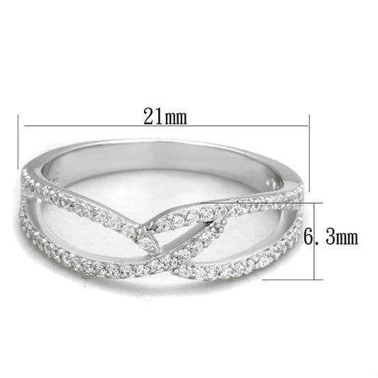 TS365 - Rhodium 925 Sterling Silver Ring with AAA Grade CZ in Clear-1