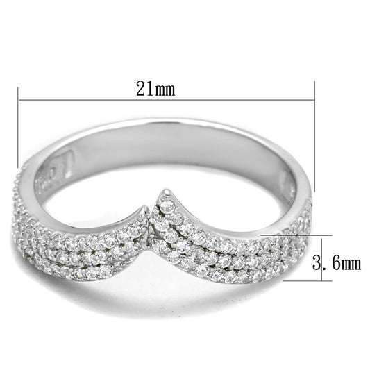 TS366 - Rhodium 925 Sterling Silver Ring with AAA Grade CZ in Clear-1