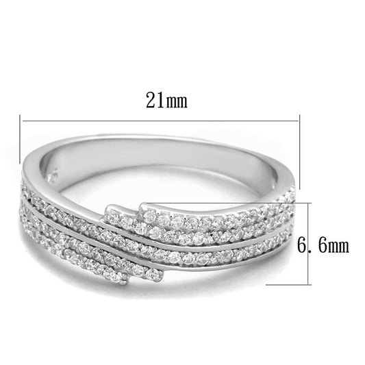 TS367 - Rhodium 925 Sterling Silver Ring with AAA Grade CZ in Clear-1