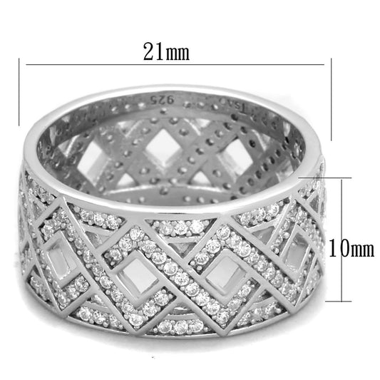 TS372 - Rhodium 925 Sterling Silver Ring with AAA Grade CZ in Clear-1