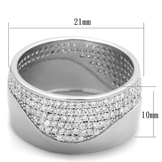 TS378 - Rhodium 925 Sterling Silver Ring with AAA Grade CZ in Clear-1