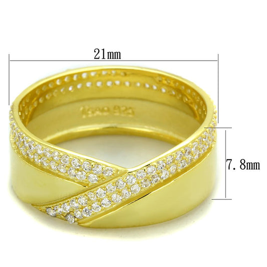 TS380 - Gold 925 Sterling Silver Ring with AAA Grade CZ in Clear-1