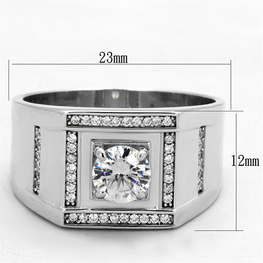 TS386 - Rhodium 925 Sterling Silver Ring with AAA Grade CZ in Clear-1