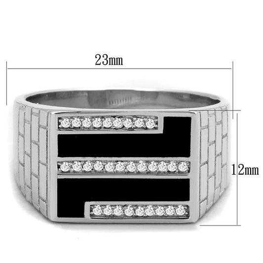 TS387 - Rhodium 925 Sterling Silver Ring with AAA Grade CZ in Clear-1