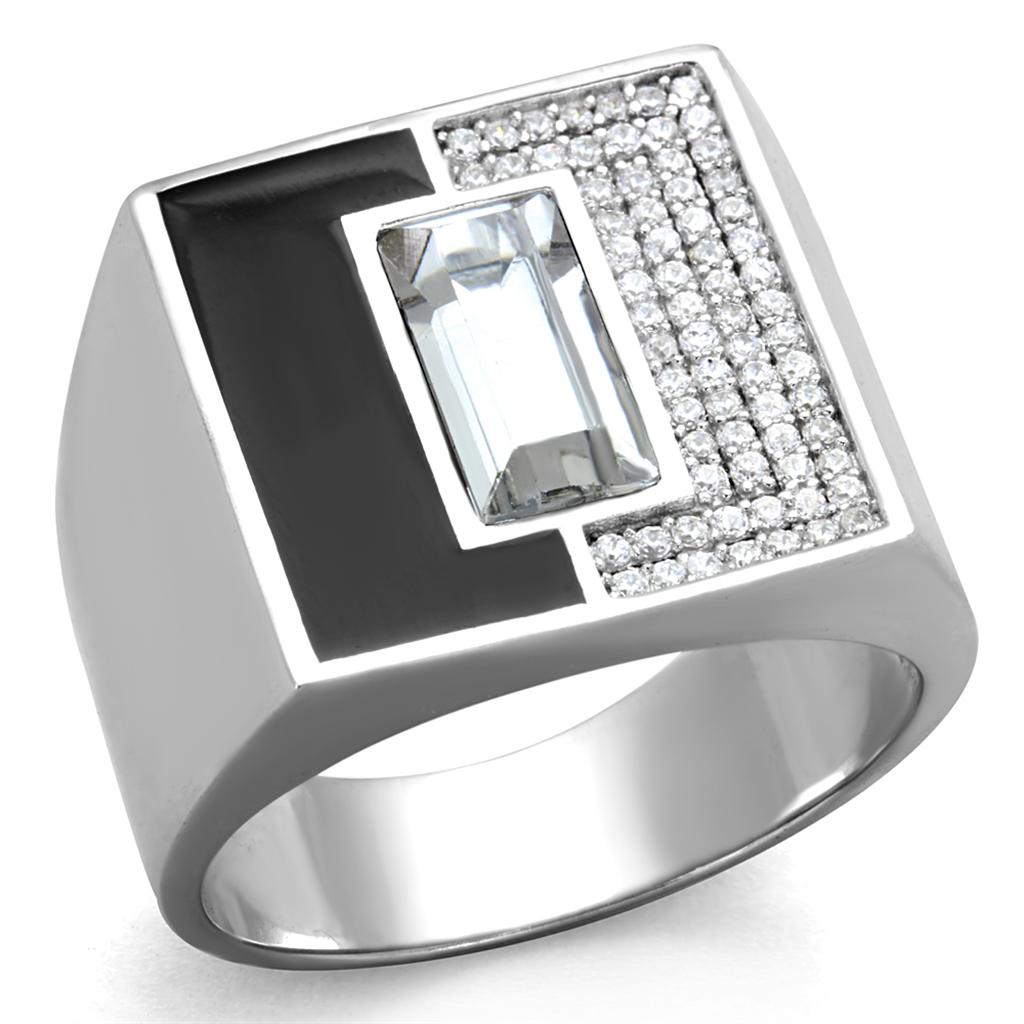 TS388 - Rhodium 925 Sterling Silver Ring with Top Grade Crystal in Clear-4