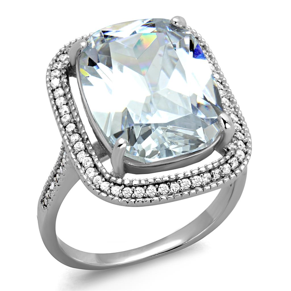TS391 - Rhodium 925 Sterling Silver Ring with AAA Grade CZ in Clear-4