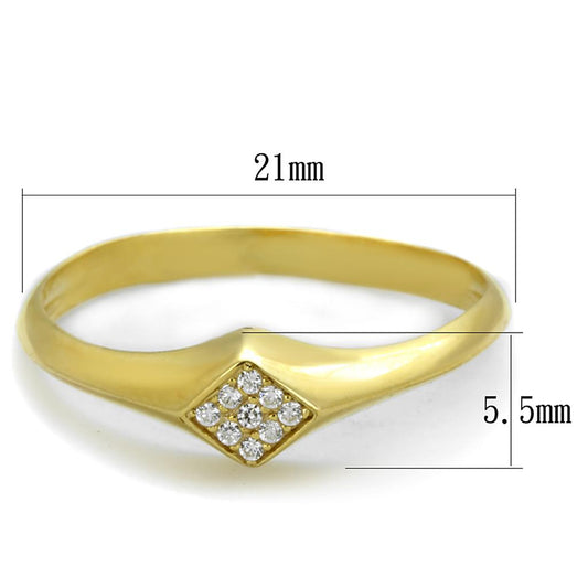 TS406 - Gold 925 Sterling Silver Ring with AAA Grade CZ in Clear-1