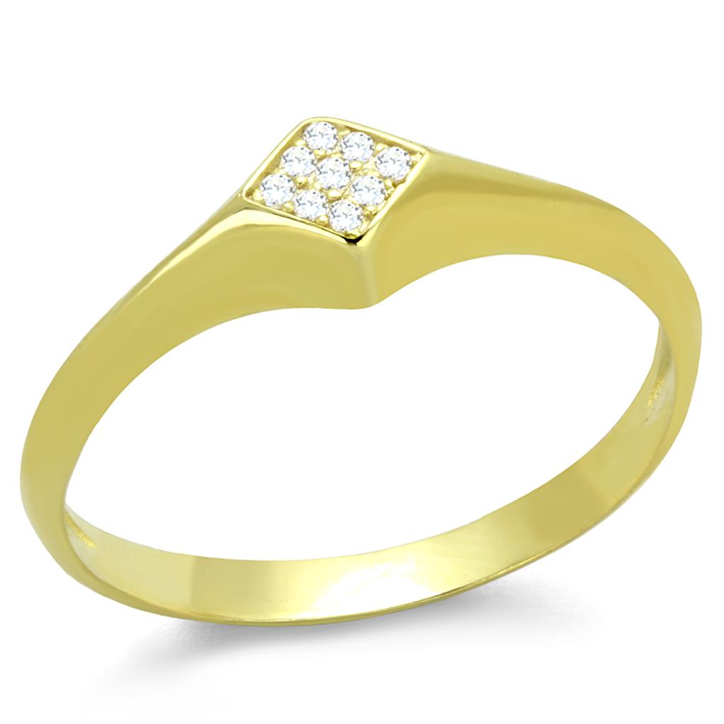 TS406 - Gold 925 Sterling Silver Ring with AAA Grade CZ in Clear-4