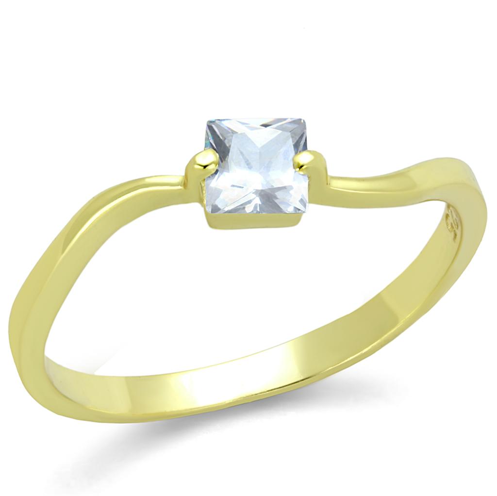 TS407 - Gold 925 Sterling Silver Ring with AAA Grade CZ in Clear-4