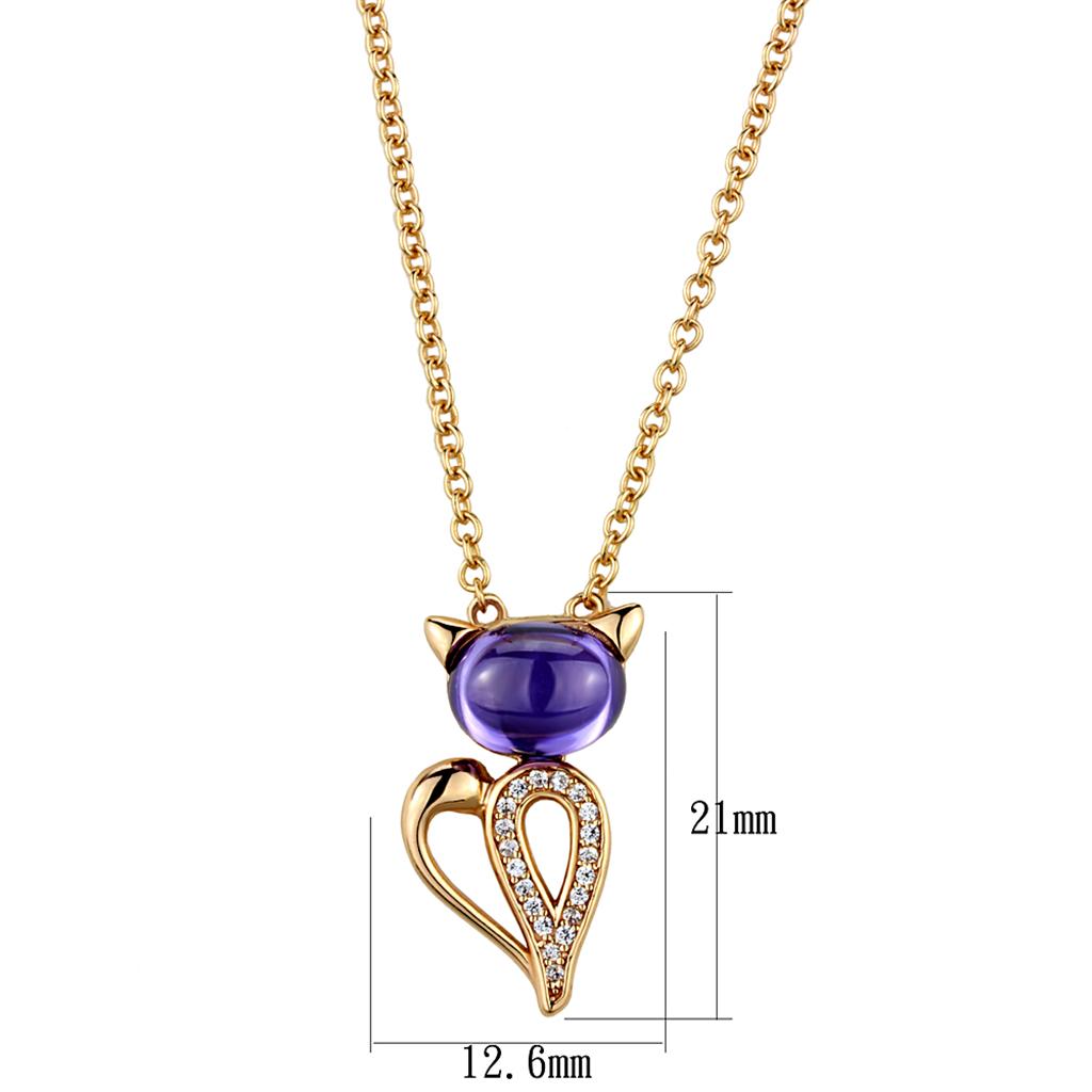 TS408 - Rose Gold 925 Sterling Silver Chain Pendant with AAA Grade CZ in Amethyst-1