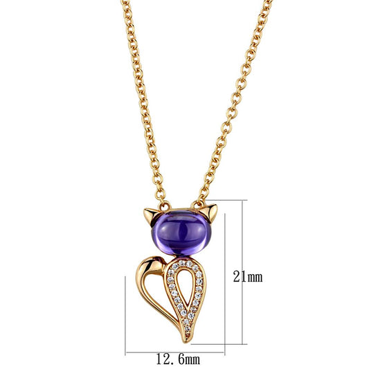TS408 - Rose Gold 925 Sterling Silver Chain Pendant with AAA Grade CZ in Amethyst-1
