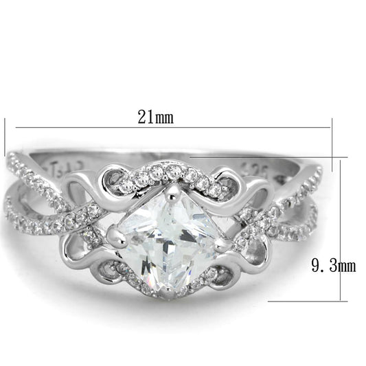 TS421 - Rhodium 925 Sterling Silver Ring with AAA Grade CZ in Clear-1