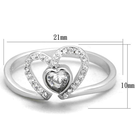 TS422 - Rhodium 925 Sterling Silver Ring with AAA Grade CZ in Clear-1