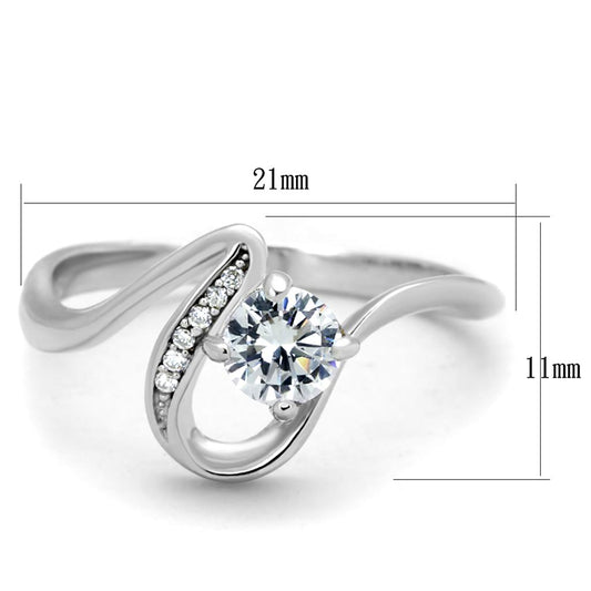 TS424 - Rhodium 925 Sterling Silver Ring with AAA Grade CZ in Clear-1