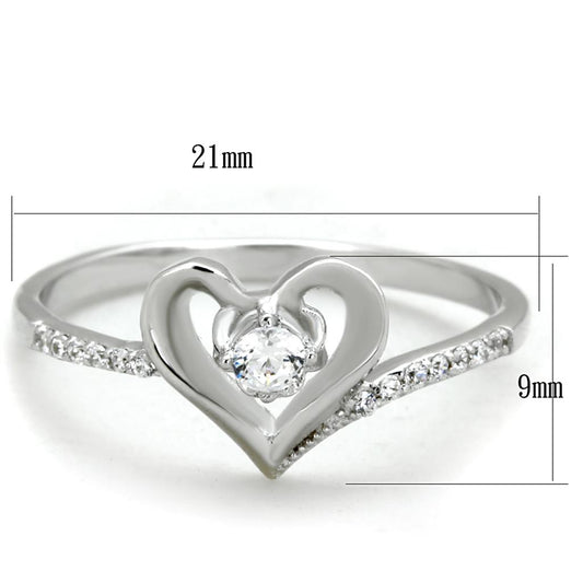TS425 - Rhodium 925 Sterling Silver Ring with AAA Grade CZ in Clear-1