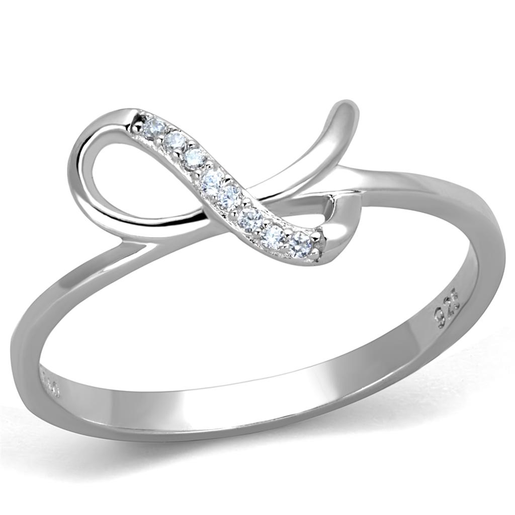 TS426 - Rhodium 925 Sterling Silver Ring with AAA Grade CZ in Clear-4