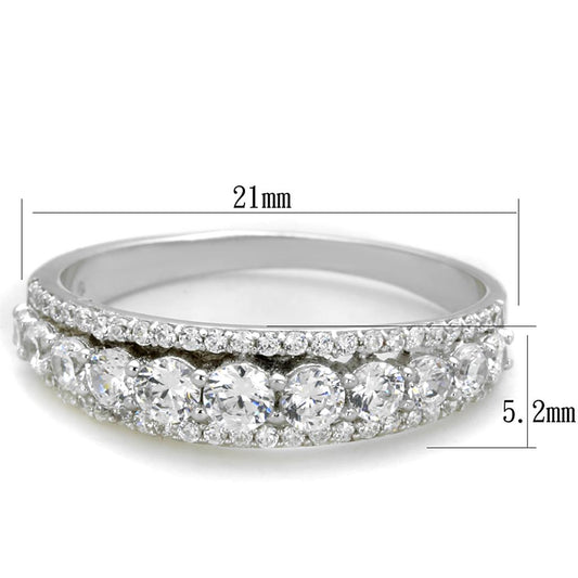 TS429 - Rhodium 925 Sterling Silver Ring with AAA Grade CZ in Clear-1