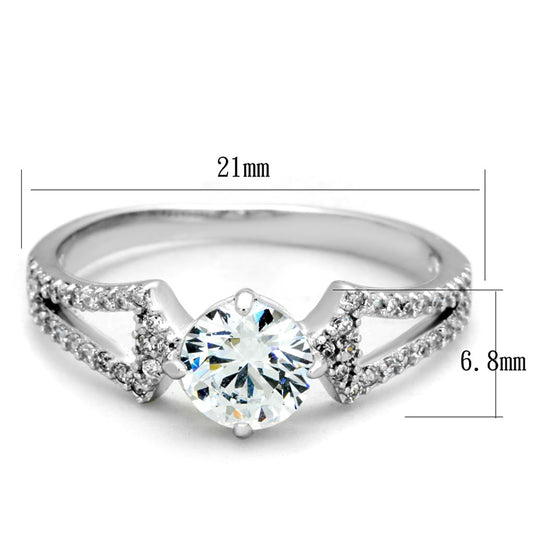 TS430 - Rhodium 925 Sterling Silver Ring with AAA Grade CZ in Clear-1