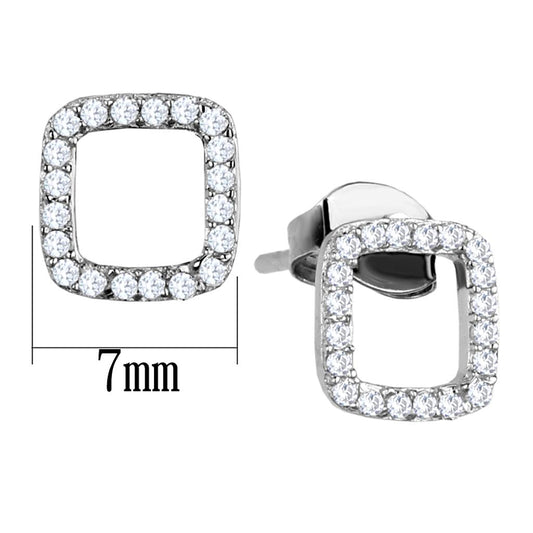 TS445 - Rhodium 925 Sterling Silver Earrings with AAA Grade CZ in Clear-1