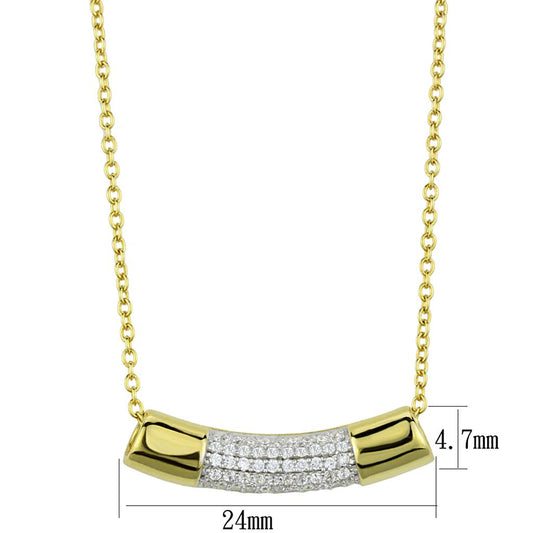 TS452 - Gold+Rhodium 925 Sterling Silver Chain Pendant with AAA Grade CZ in Clear-1