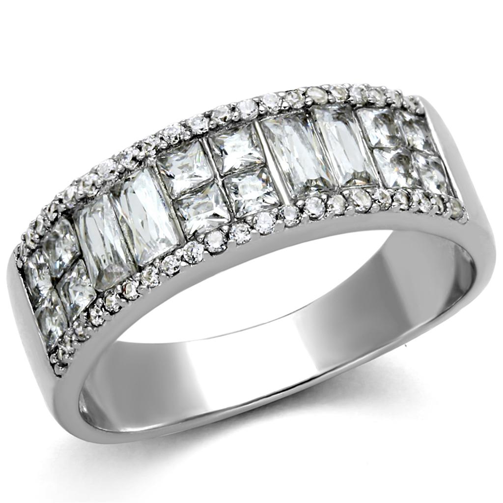 TS460 - Rhodium 925 Sterling Silver Ring with AAA Grade CZ in Clear-4