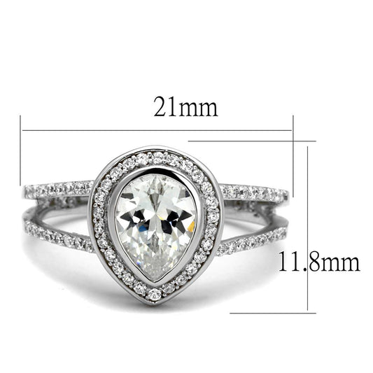 TS465 - Rhodium 925 Sterling Silver Ring with AAA Grade CZ in Clear-1