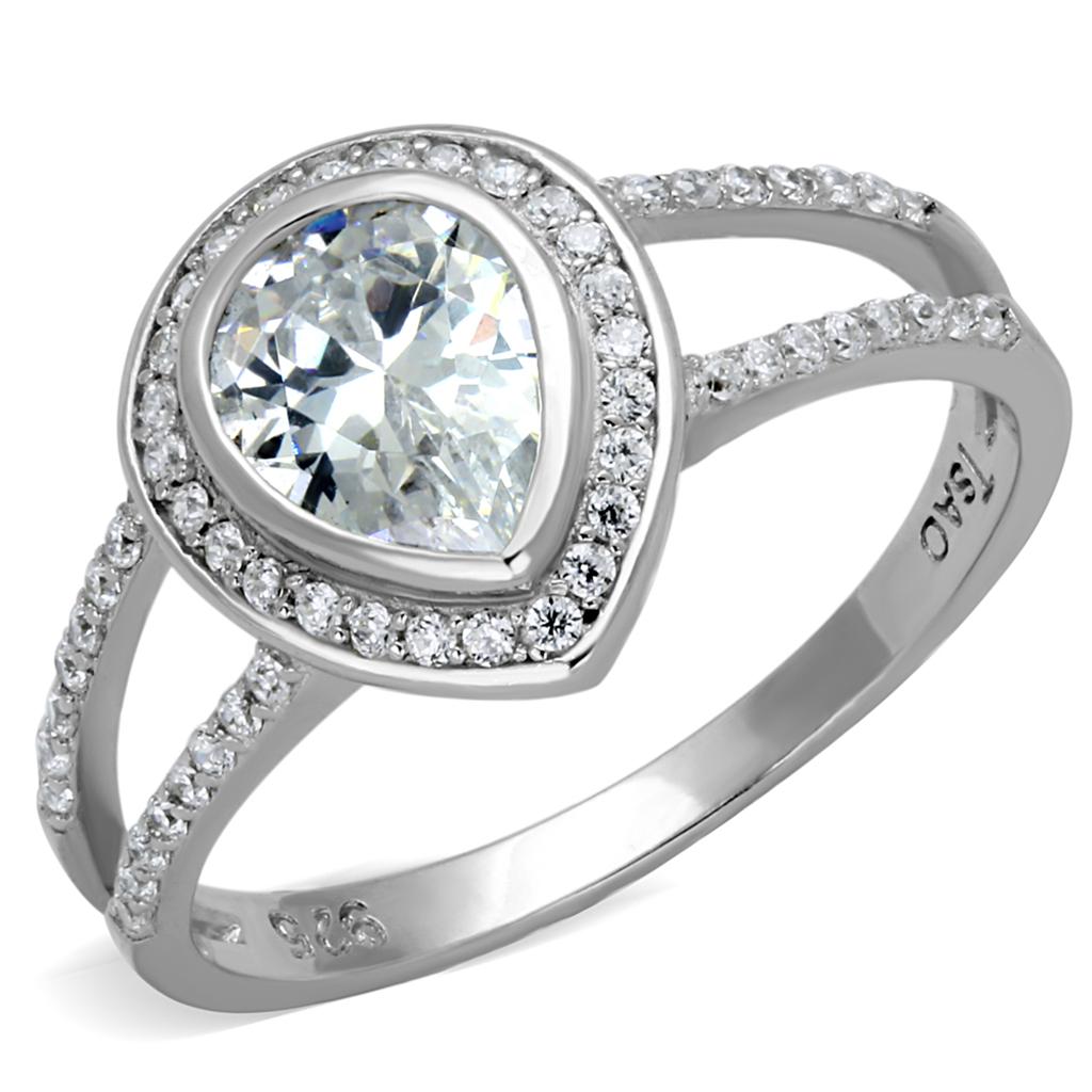 TS465 - Rhodium 925 Sterling Silver Ring with AAA Grade CZ in Clear-4