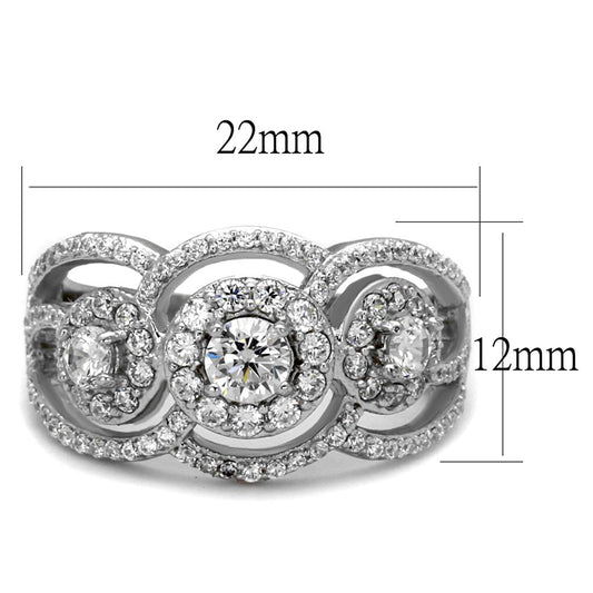 TS468 - Rhodium 925 Sterling Silver Ring with AAA Grade CZ in Clear-1