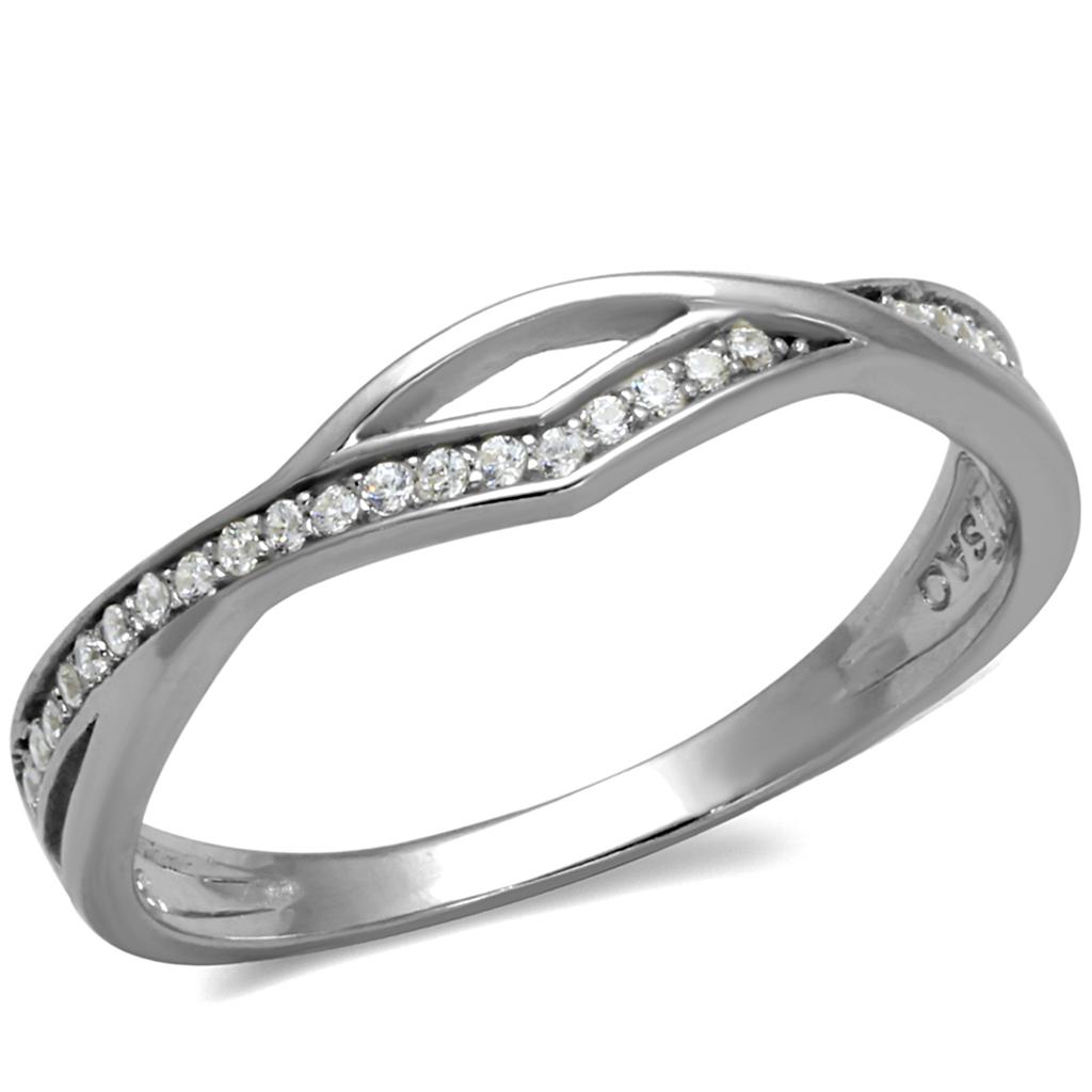 TS471 - Rhodium 925 Sterling Silver Ring with AAA Grade CZ in Clear-4