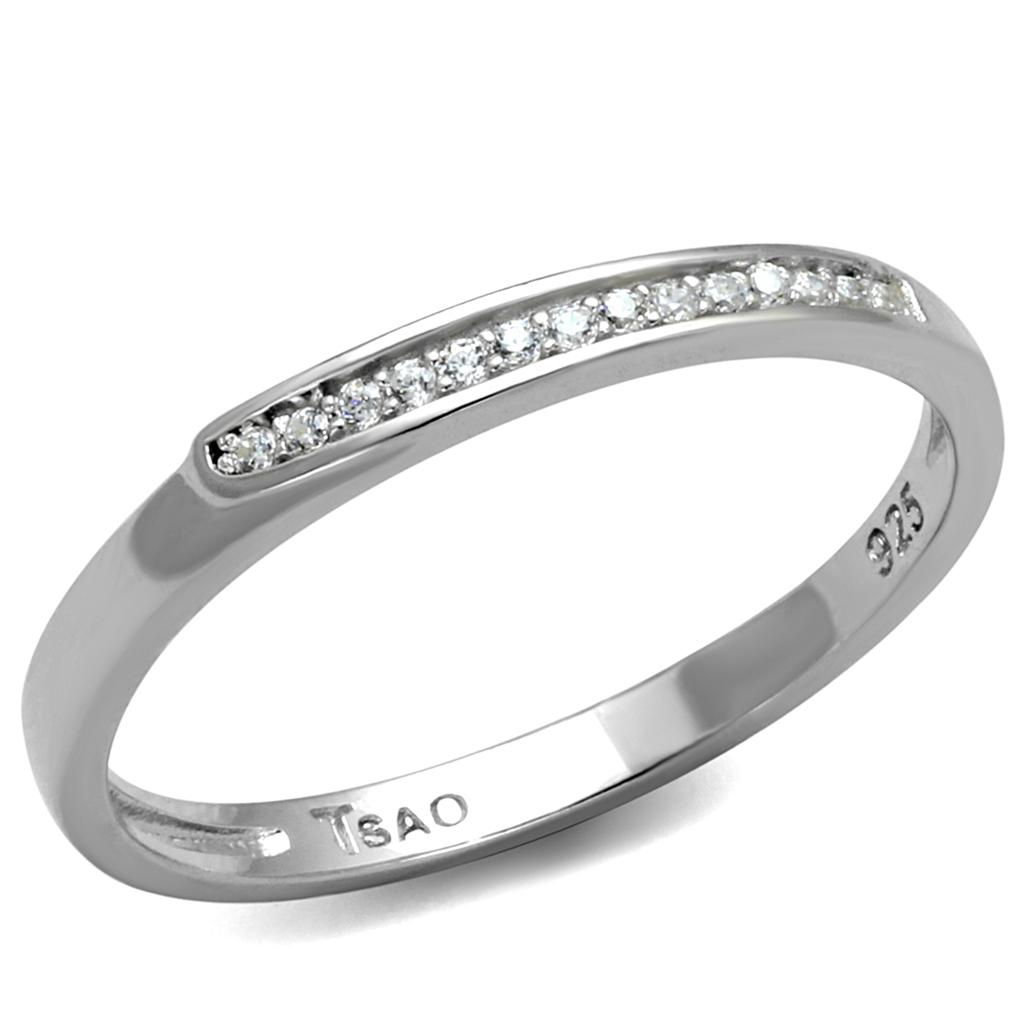 TS472 - Rhodium 925 Sterling Silver Ring with AAA Grade CZ in Clear-4