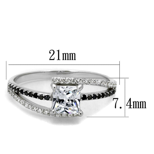 TS488 - Rhodium 925 Sterling Silver Ring with AAA Grade CZ in Clear-1