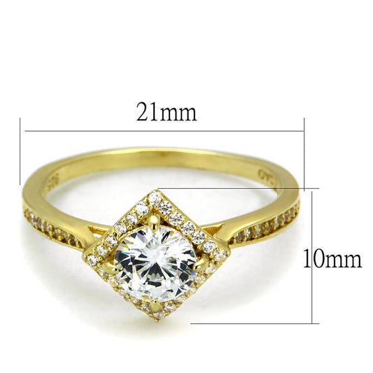 TS500 - Gold 925 Sterling Silver Ring with AAA Grade CZ in Clear-1