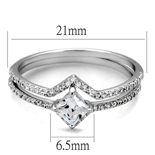TS504 - Rhodium 925 Sterling Silver Ring with AAA Grade CZ in Clear-1