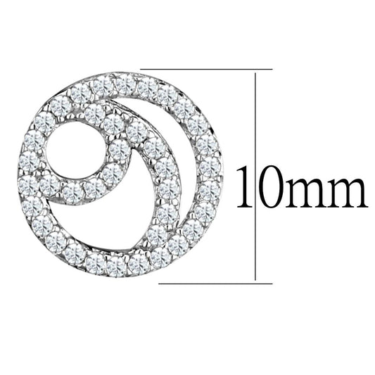 TS511 - Rhodium 925 Sterling Silver Earrings with AAA Grade CZ in Clear-1
